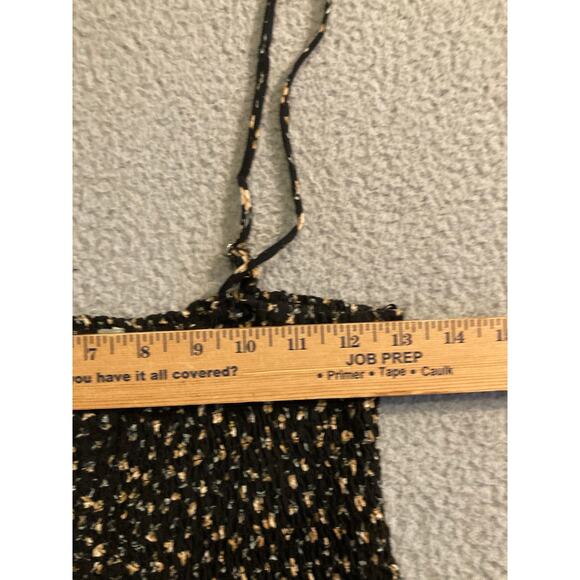 Papaya Tank Top Medium Floral Flare Stretch Smocked Black Yellow Cottage Y2K - Picture 10 of 15